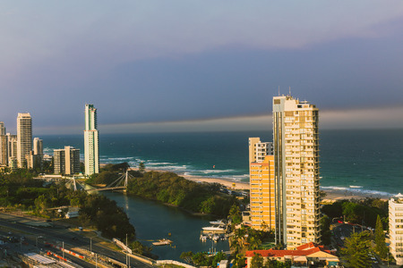 GOLD COAST, AUSTRALIA - January 3rd, 2014: detail of the coastline and skyscrapers in Surfers...