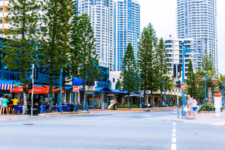 GOLD COAST, AUSTRALIA - December 27th, 2013: details of the city centre in SUrfers Paradise on the Gold Coast, a popular destination in Queenslandのeditorial素材