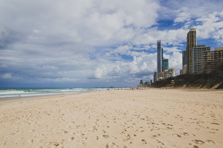GOLD COAST, AUSTRALIA - January 9th, 2014: the beach and landscape in Surfers Paradise on the Gold Coast, a popular destination in Queenslandのeditorial素材