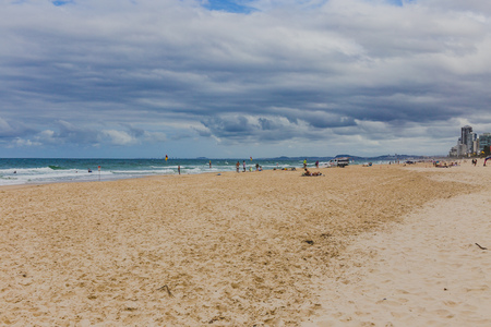 GOLD COAST, AUSTRALIA - December 27th, 2013: the beach and landscape in Surfers Paradise on the Gold Coast, a popular destination in Queenslandのeditorial素材