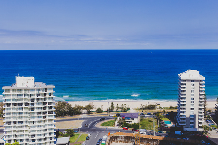 GOLD COAST, AUSTRALIA - December 28th, 2013: the beach and landscape in Surfers Paradise on the Gold Coast, a popular destination in Queenslandのeditorial素材