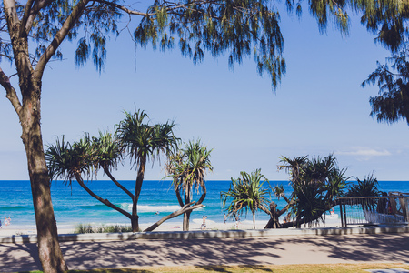 GOLD COAST, AUSTRALIA - December 28th, 2013: the beach and landscape in Surfers Paradise on the Gold Coast, a popular destination in Queenslandのeditorial素材