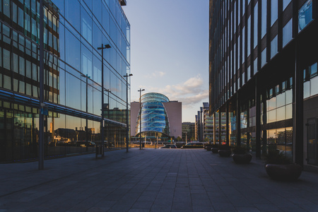 DUBLIN, IRELAND - April 30th, 2018: view of the Convention Centre near the renovated DUblin Docklands areaのeditorial素材