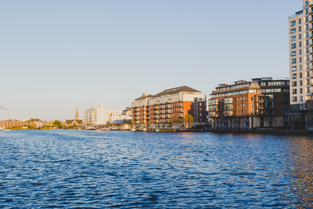 DUBLIN, IRELAND - April 30th, 2018: Evening view of Grand Canal Dock in Dublin cityのeditorial素材
