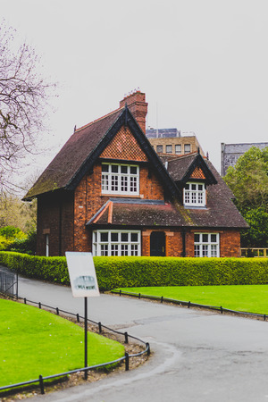 DUBLIN, IRELAND - May 1st, 2018: detail of St Stephen's Green park in DUblin city centre, featuring the Gardener's Cottageのeditorial素材