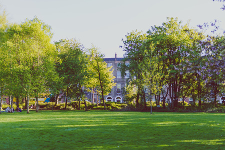 DUBLIN, IRELAND - May 6th, 2018: Detail of Merrion Square's park in Dublin city centreのeditorial素材