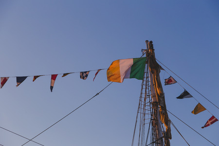 DUBLIN, IRELAND - June 3rd, 2018: heritage vessels along the river Liffey in Dublin docklands for the Tall Ships Regatta 2018 at sunsetのeditorial素材