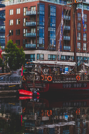 DUBLIN, IRELAND - June 2nd, 2018: heritage vessels in Grand Canal Dock for the Tall Ships Regatta...