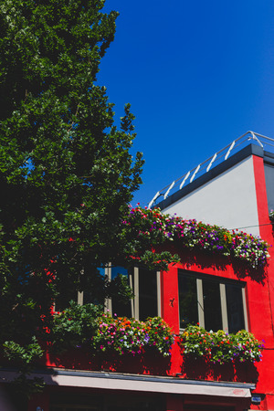 DUBLIN, IRELAND - June 9th, 2018: Irish pub with flower decorations near Grafton Street in Dublin city centreのeditorial素材