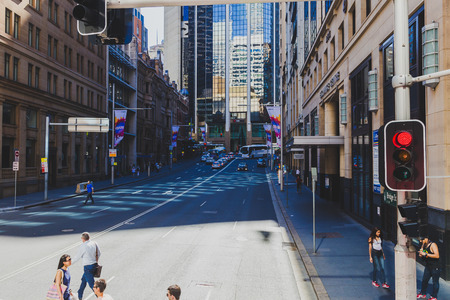 SYDNEY, AUSTRALIA - December 26th, 2014: architecture in the streets of Sydney Central Business Districtのeditorial素材