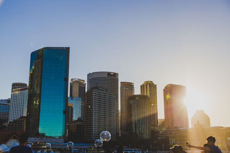 SYDNEY, AUSTRALIA - December 30th, 2014: buildings and hotels surrounding Circular Quay in Sydney Harbourのeditorial素材