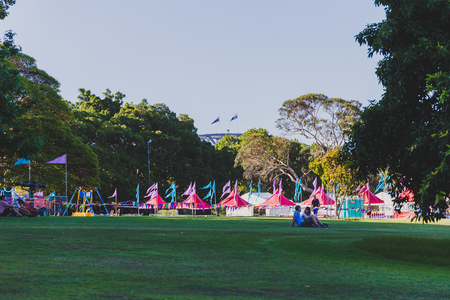 SYDNEY, AUSTRALIA - December 30th, 2014: detail of the Royal Botanic Gardens in Sydney CBD, a park with views over the Harbour and the skyscrapers of Sydney CBDのeditorial素材
