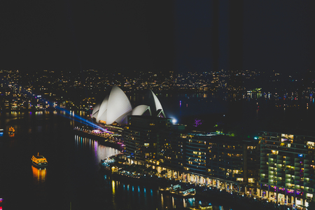SYDNEY, AUSTRALIA - December 31th, 2014: Sydney Harbour and the Opera House during the NYE celebrations at nightのeditorial素材
