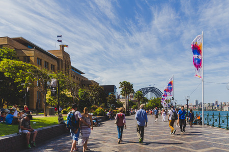 SYDNEY, AUSTRALIA - January 1st, 2015: the Sydney Harbour Bridge as seen from Circular Quayのeditorial素材