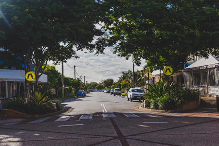 GOLD COAST, AUSTRALIA - January 7th, 2015: detail of residential streets in Surfers Paradise near Tedder Avenueのeditorial素材