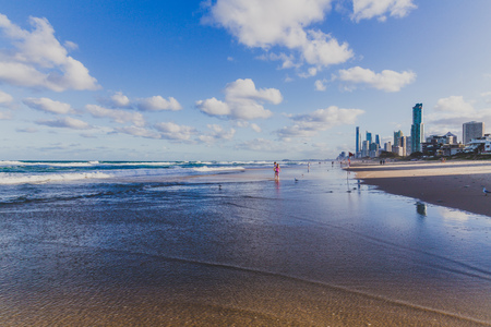 GOLD COAST, AUSTRALIA - January 7th, 2015: view of Main Beach in Gold Coast, the area features golden sand and high-rise buildings overlooking the Pacific Oceanのeditorial素材