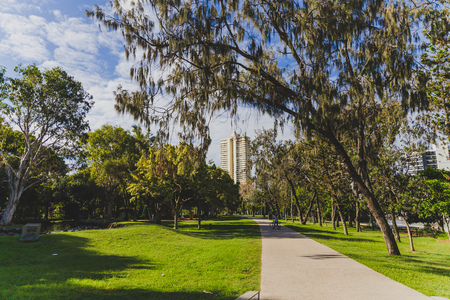 GOLD COAST, AUSTRALIA - January 7th, 2015: path surrounded by tropical greenery in a park in Surfers Paradiseのeditorial素材