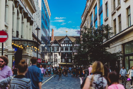LONDON, UNITED KINGDOM - August 13th, 2018: architecture in London city centre near the Liberty department Storeのeditorial素材
