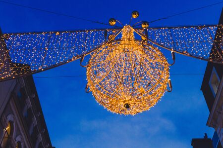 DUBLIN, IRELAND - December 19th, 2018: Christmas decorations in Dublin city centre in the famous Grafton Street shopping areaのeditorial素材
