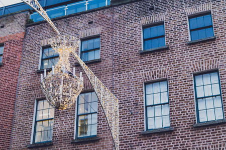 DUBLIN, IRELAND - January 5th, 2019: streets of Dublin city centre with Christmas lights and festive decorationsのeditorial素材