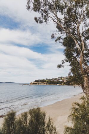 HOBART, AUSTRALIA - August 31st, 2019: beach landscape in Blackmans Bay in Hobart, Tasmania in Australiaのeditorial素材