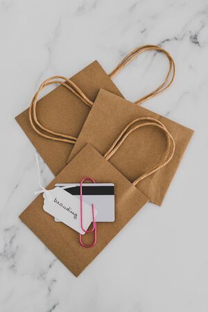 shopping and marketing techniques conceptual still-life, price tag with Branding text clipped to...