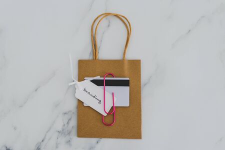 shopping and marketing techniques conceptual still-life, price tag with Branding text clipped to...