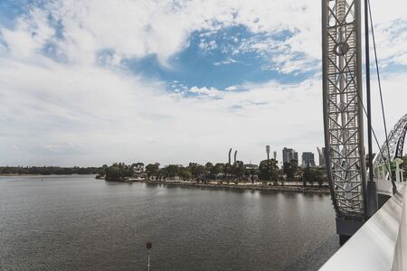 PERTH, WESTERN AUSTRALIA - December 26th, 2019: view from the Matagarup Bridge over the Swan River in Perth city CBDのeditorial素材