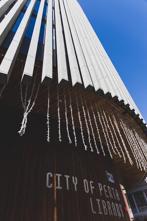 PERTH, WESTERN AUSTRALIA - December 24th, 2019: the City of Perth Library building from low perspectiveのeditorial素材