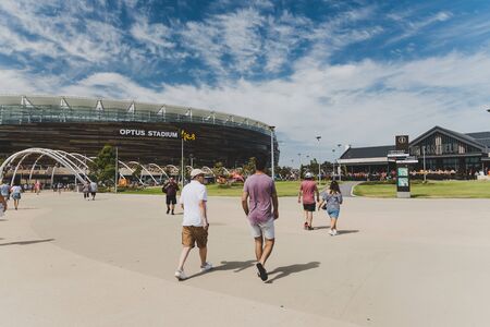 PERTH, WESTERN AUSTRALIA - December 26th, 2019: the Optus Stadium in Perth city CBD in front of the Swan Riverのeditorial素材