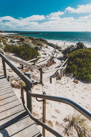 COTTESLOE, WESTERN AUSTRALIA - December 27th, 2019: detail of Cottesloe Beach, one of the most iconic beaches near Perth, on a sunny summer day in Western Australiaのeditorial素材