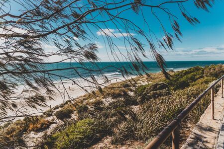 detail of Cottesloe Beach, one of the most iconic beahces near Perth, on a sunny summer day in...