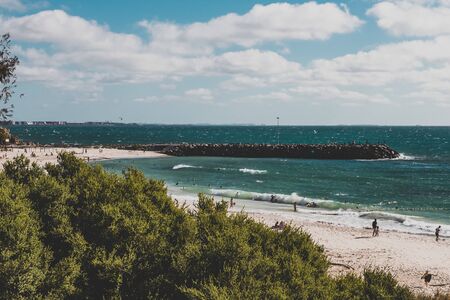PERTH, AUSTRALIA - December 27th, 2019: view of Cottesloe beach, one of the most popular beaches near Perth in Western Australia on a sunny summer dayのeditorial素材