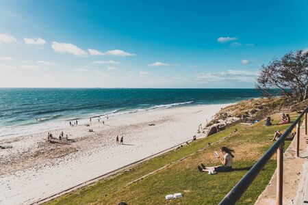 PERTH, AUSTRALIA - December 27th, 2019: view of Cottesloe beach, one of the most popular beaches near Perth in Western Australia on a sunny summer dayのeditorial素材