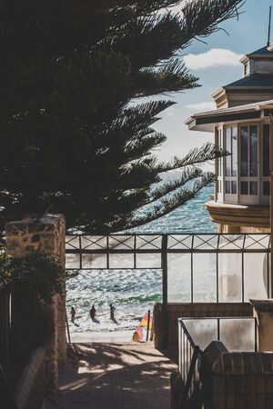PERTH, AUSTRALIA - December 27th, 2019: view of Cottesloe beach, one of the most popular beaches near Perth in Western Australia on a sunny summer dayのeditorial素材