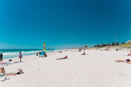 PERTH, WESTERN AUSTRALIA - December 31st, 2019: view of Scarborough beach near Perth on a sunny and...