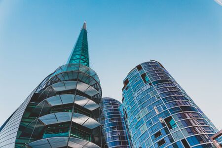PERTH, AUSTRALIA - December 28th, 2019: the Bell Tower, one of the main landmark of the City of Perth in the CBD shot at dusk with serene clear blue skyのeditorial素材