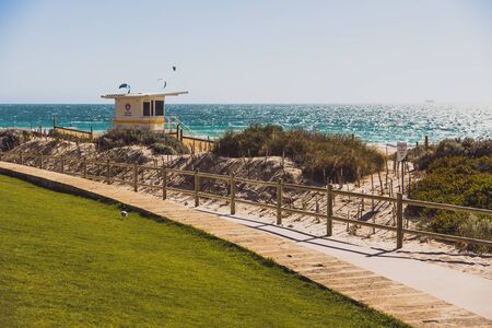 PERTH, WESTERN AUSTRALIA - December 31st, 2019: view of Scarborough beach near Perth on a sunny and warm summer dayのeditorial素材