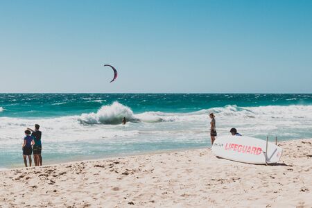 PERTH, WESTERN AUSTRALIA - December 31st, 2019: view of Scarborough beach near Perth on a sunny and warm summer dayのeditorial素材