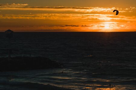 PERTH, WESTERN AUSTRALIA - January 8th, 2020: view of the sunset over the Indian Ocean at City...
