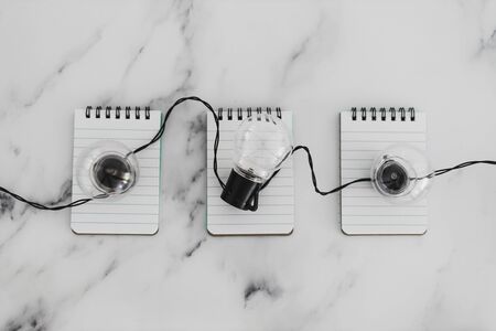 brainstorming and finding innovative ideas for your business conceptual still-life, group of...