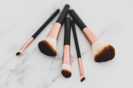 beauty industry and make-up products conceptual still-life, group of make-up brushes for face and...