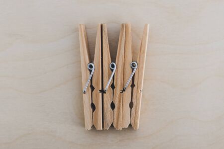 group of wooden peg to hang the washing, concept of sustainable living and alternative to plastic