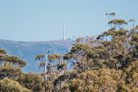 view of the mountains surrounding the city of Hobart, Tasmania in Australia の写真素材