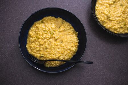 healthy plant-based food recipes concept, vegan celeri and cauliflower risottoの写真素材