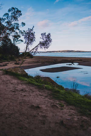 beautiful Tasmanian coasal landscape on a crisp winter day in South Hobart in Australia