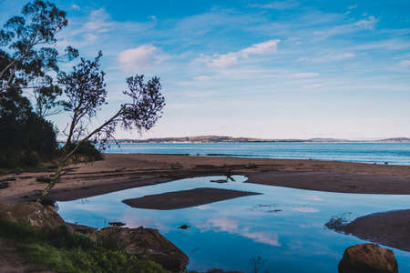 beautiful Tasmanian coasal landscape on a crisp winter day in South Hobart in Australia