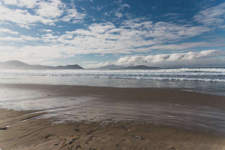 pristine untouched Australian beach in Marion Bay in Tasmania with no people and ocean looking powerfulの写真素材