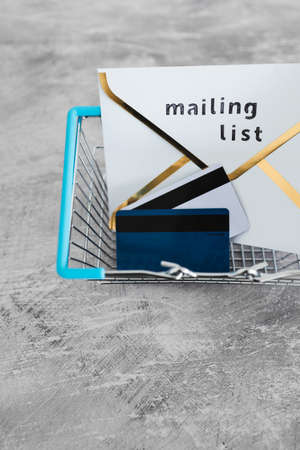 email marketing and promoting online sales concept, Mailing List email envelope icon with payment...