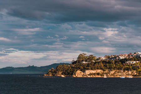 HOBART, TASMANIA - August 1st, 2020: view of Blackmans Bay beach in South Hobartのeditorial素材